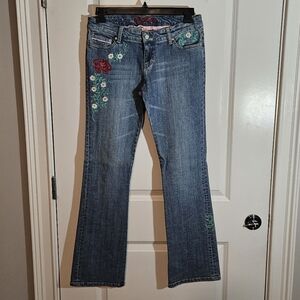Y2K Vintage Princy by Jessica Simpson Women's Rose Embroidered Bootcut Jeans